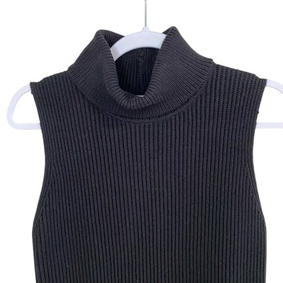 Melanie Lynn - Long Sleeveless Ribbed Black Turtleneck - S - Picture 3 of 8